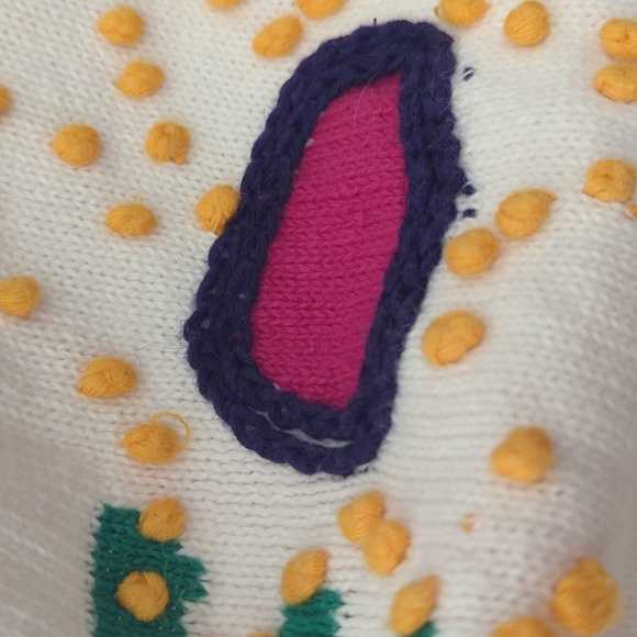 Vintage embroidered cable knit Cardigan tennis sweater 90s - Picture 6 of 9